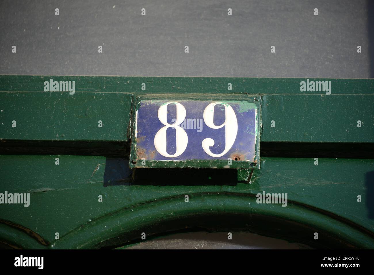 number 89 on a house in Lisbon - Lisboa - the capital of Portugal, September, 2018 Stock Photo
