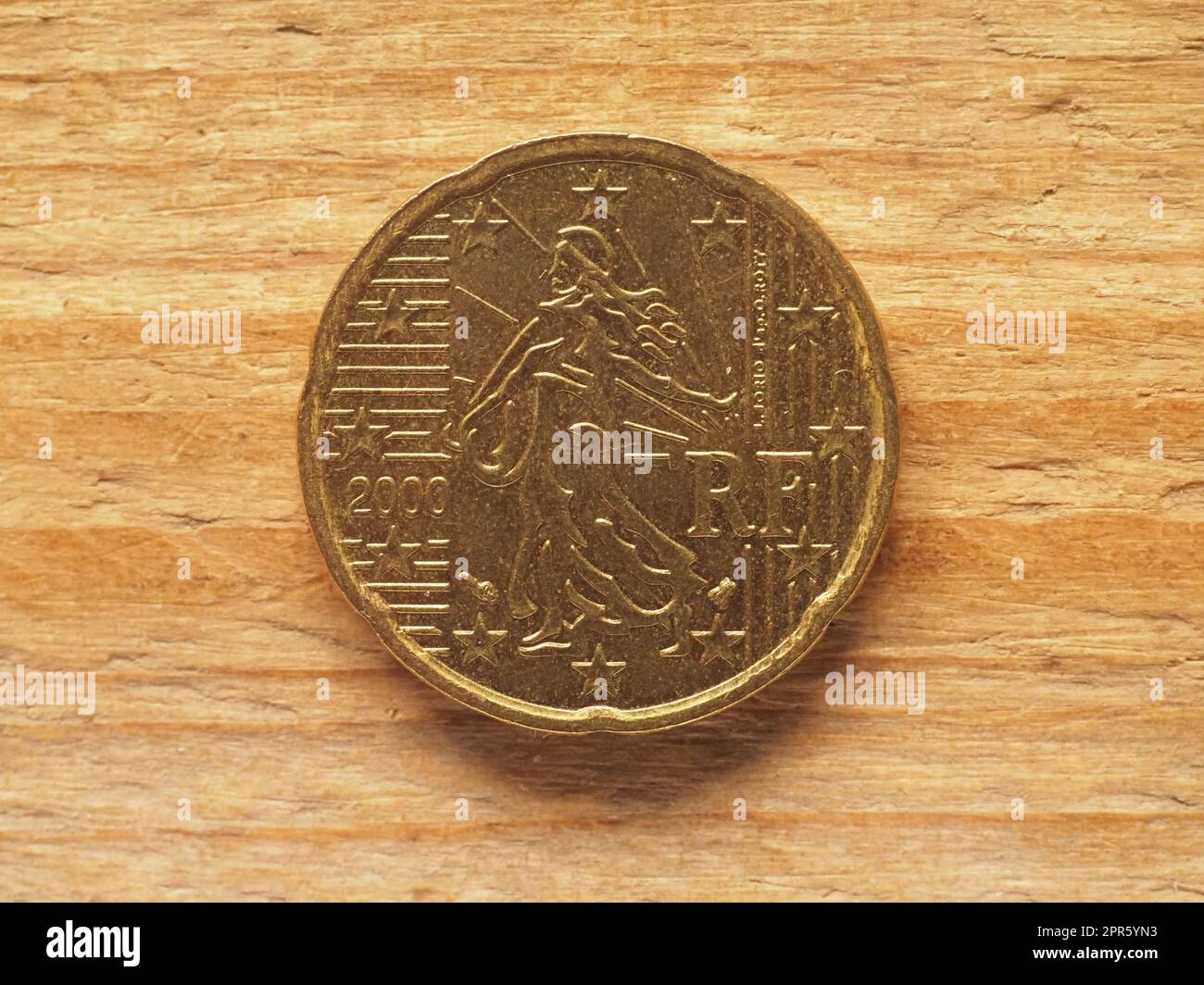 20 cents coin showing a sower, currency of France, EU Stock Photo - Alamy