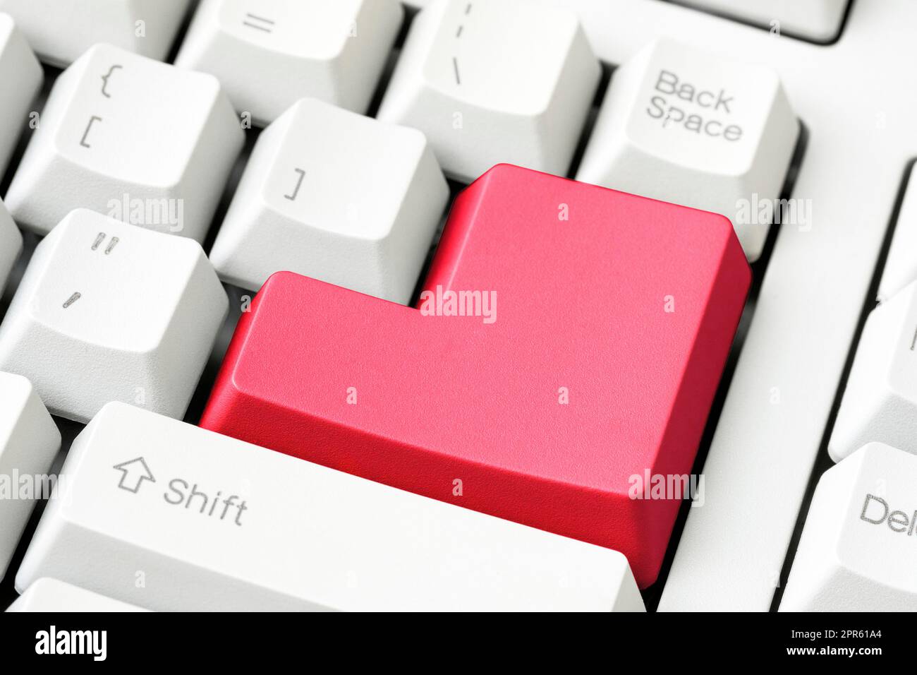 Blank red button on the keyboard close-up Stock Photo