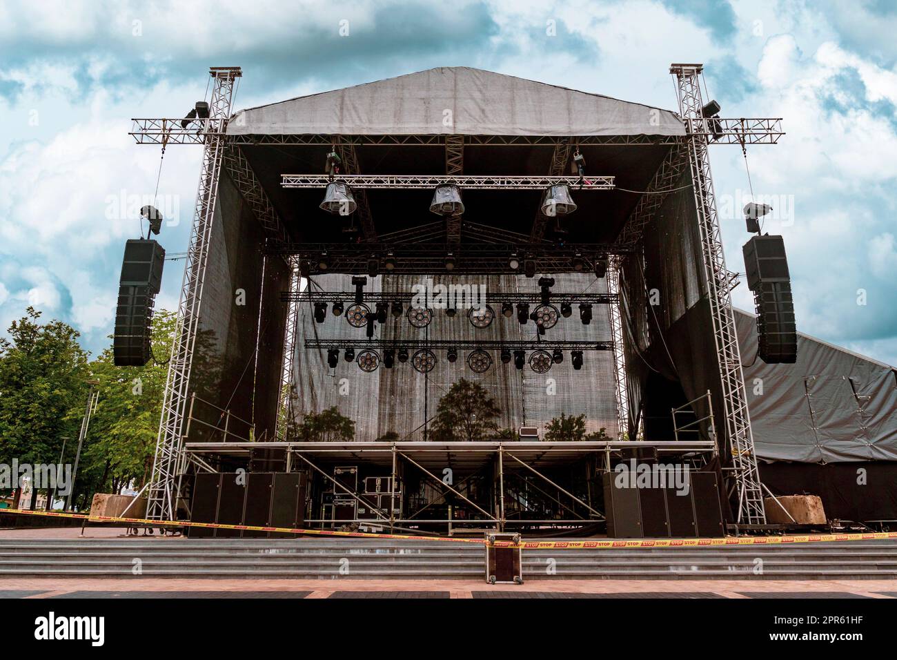 Outdoor concert venue stage and lighting Stock Photo