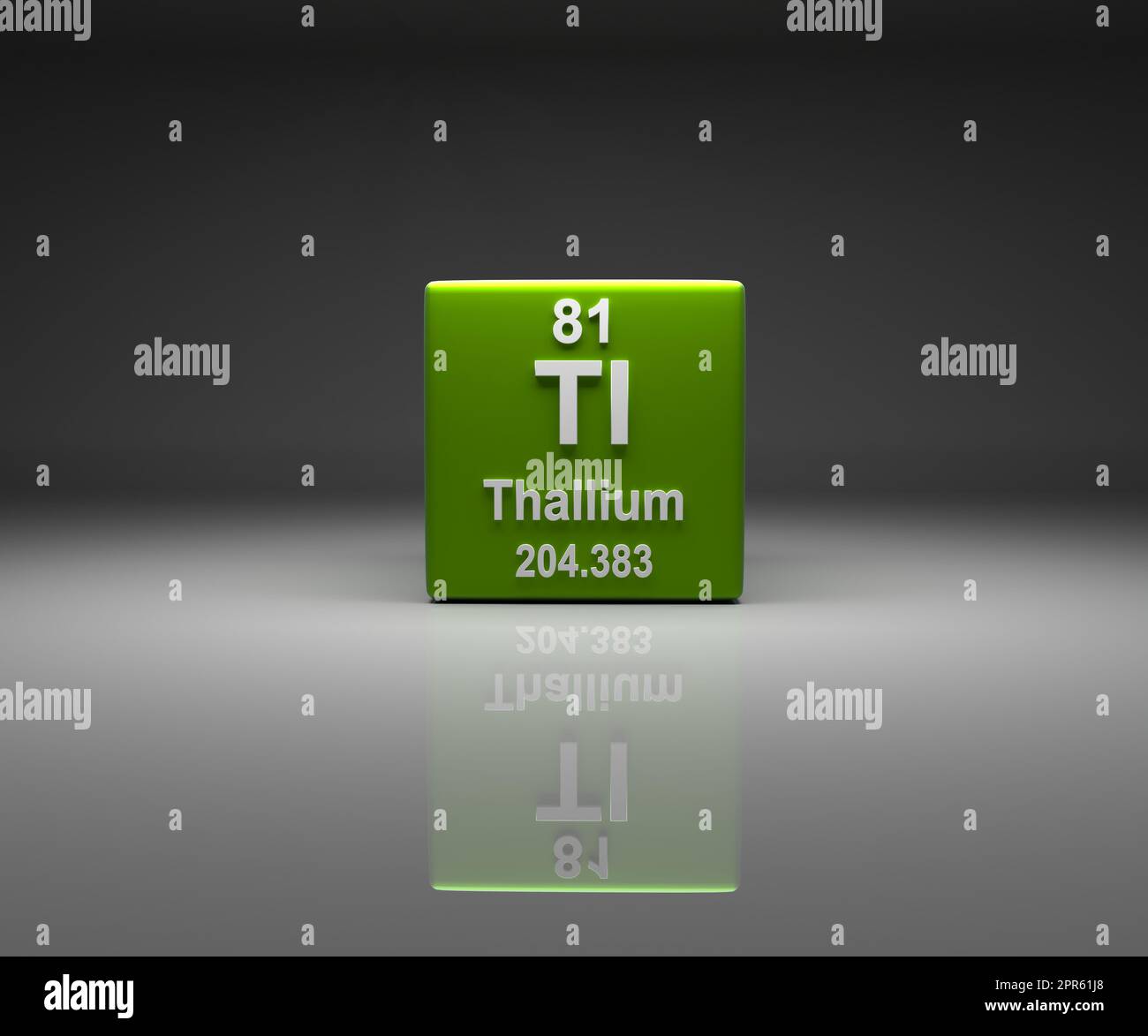 Cube with Thallium number 81 periodic table Stock Photo