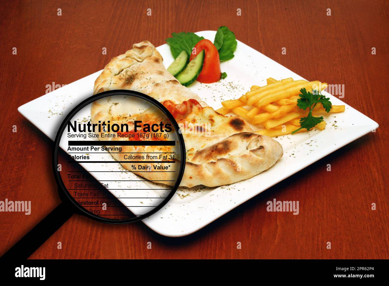 Fast food nutrition facts Stock Photo