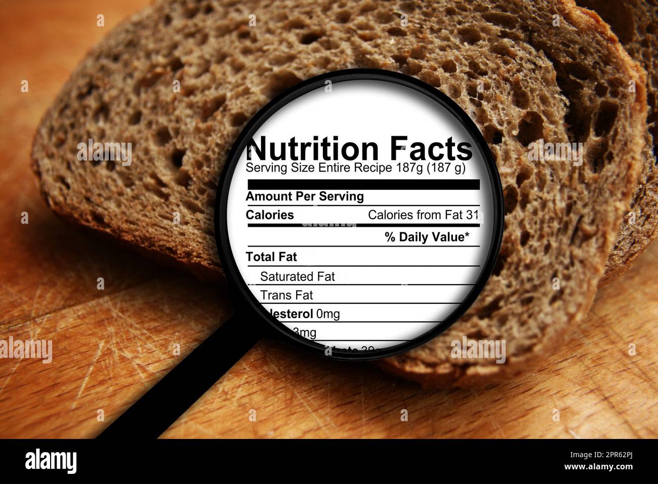 Bread nutrition facts Stock Photo
