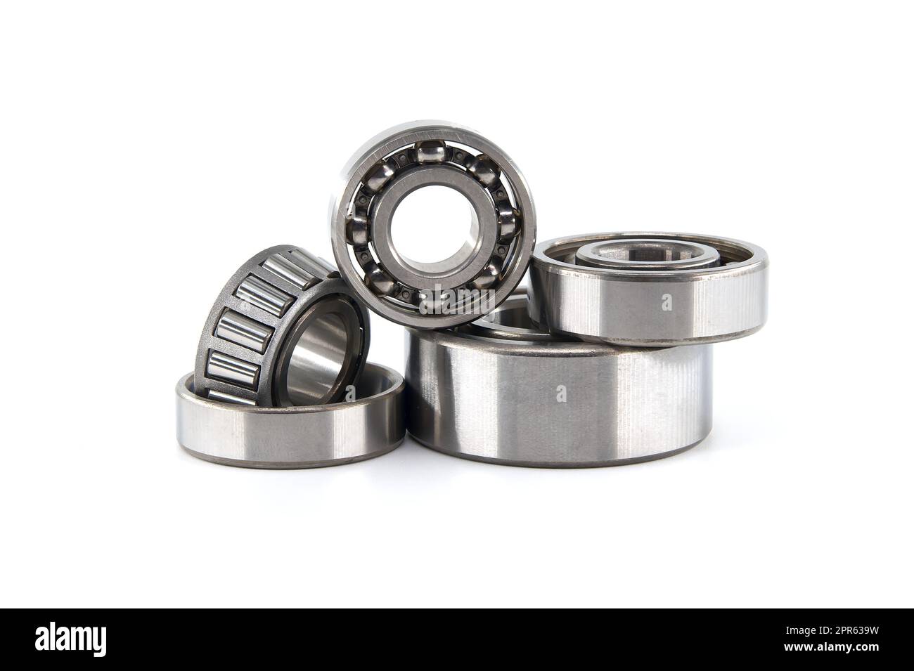 Set of various ball and roller bearings on white Stock Photo Alamy