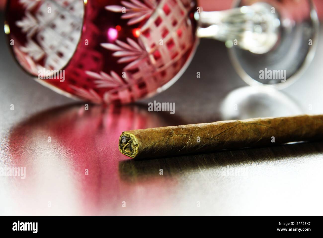 CIgar and wine glass Stock Photo Alamy