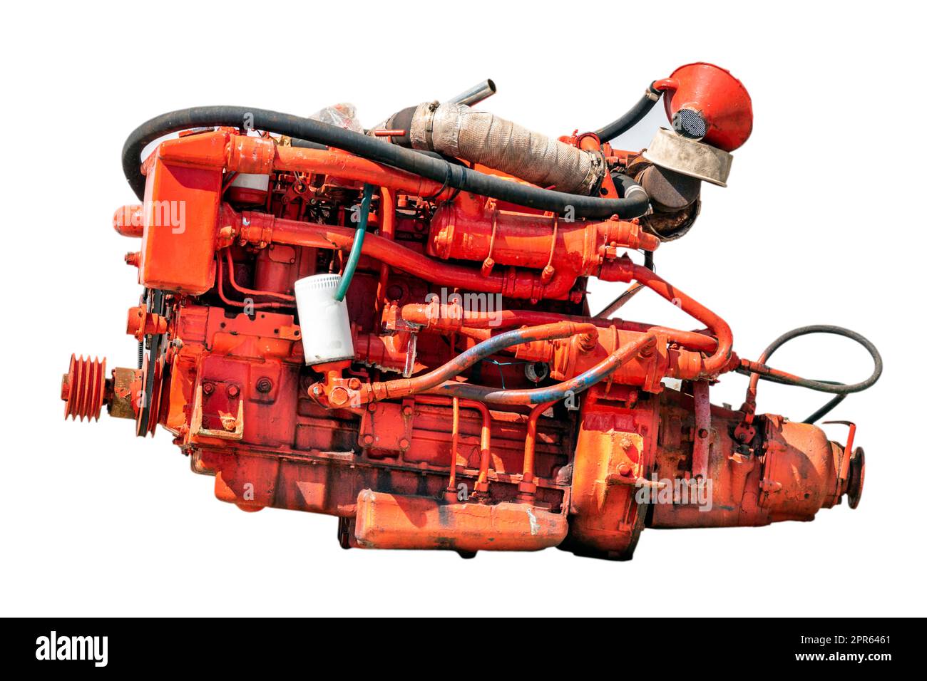 Red diesel engine isolated on white background stock photo alamy