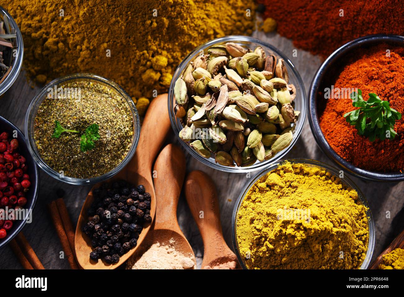 Diff Spices Spices and spoon hi-res stock photography and images - Alamy