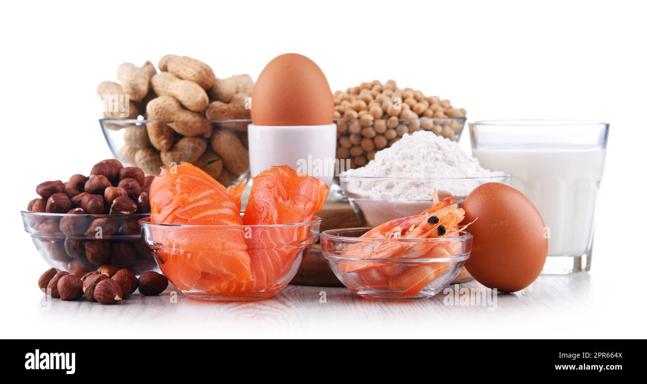 Composition with common food allergens Stock Photo