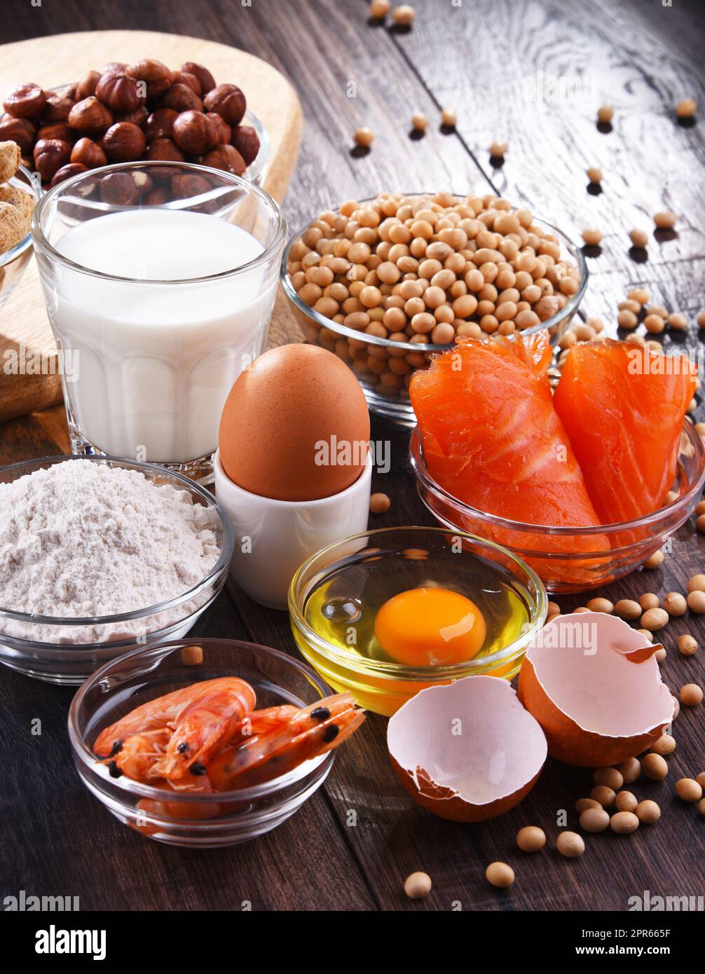 Composition with common food allergens Stock Photo
