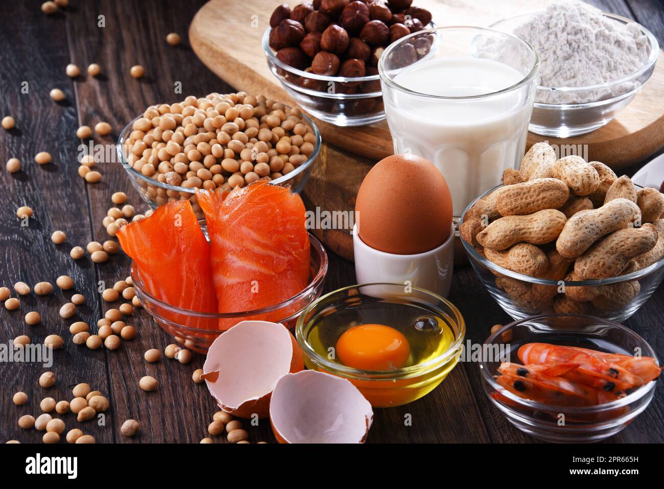 Composition with common food allergens Stock Photo