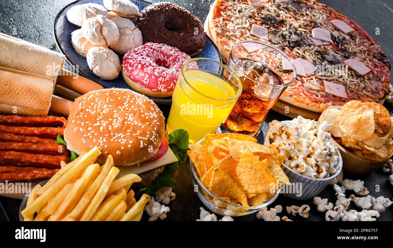 Foods enhancing the risk of cancer. Junk food Stock Photo Alamy