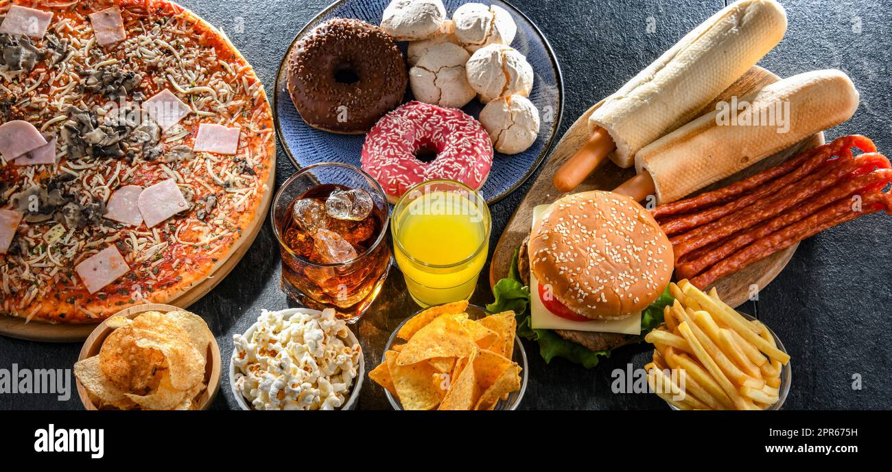 Foods enhancing the risk of cancer. Junk food Stock Photo Alamy
