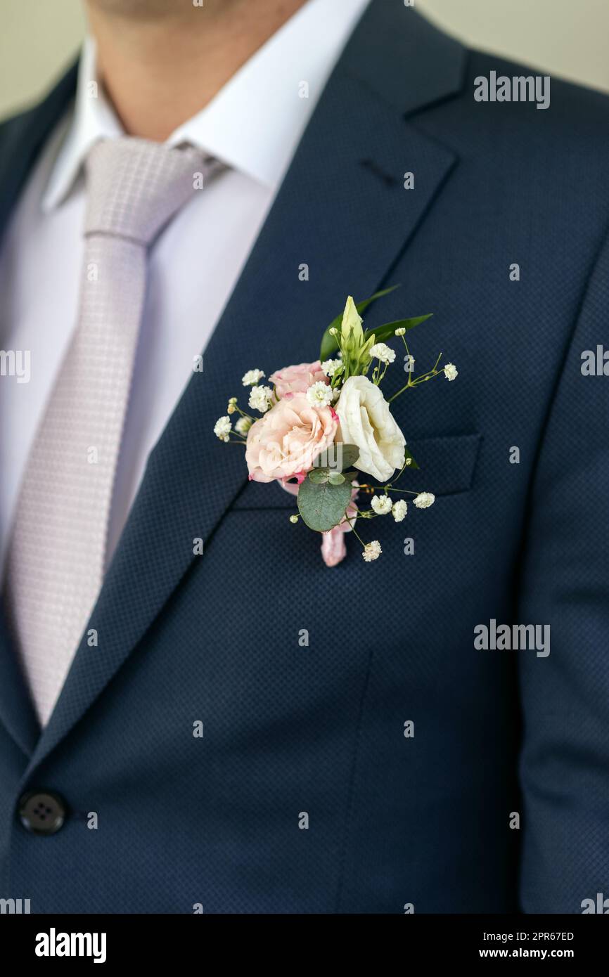 groom's suit with a buttonhole Stock Photo