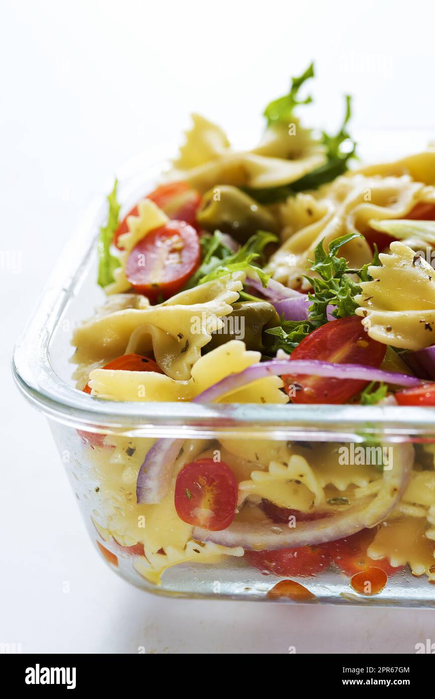 tray of pasta salad Stock Photo Alamy