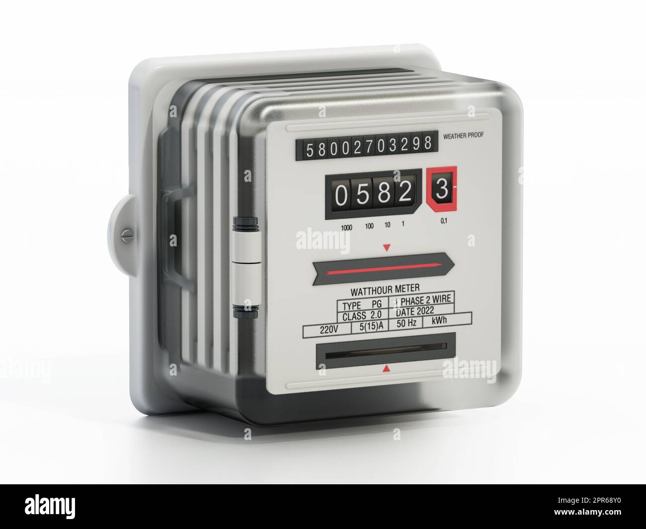 Electricity meter isolated on white background. 3D illustration Stock Photo Alamy