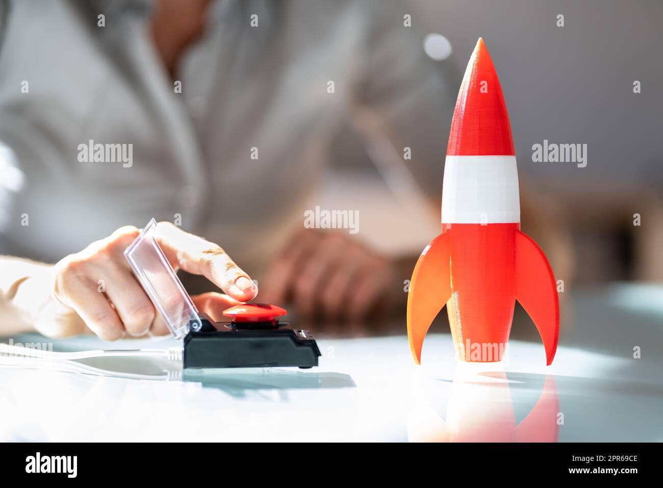 Red Launch Button Stock Photo