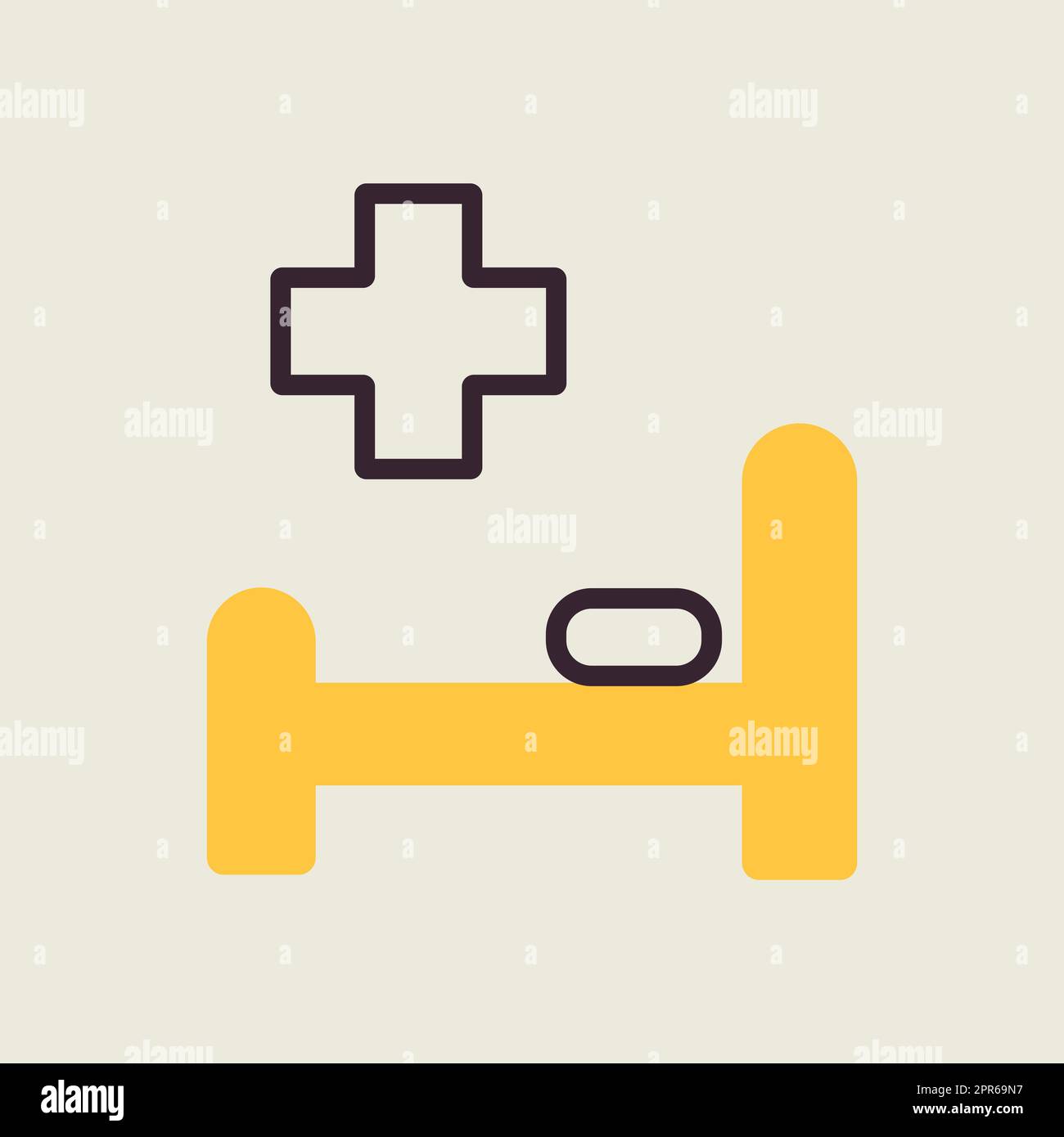 Hospital bed and cross vector icon. Medicine and healthcare, medical ...