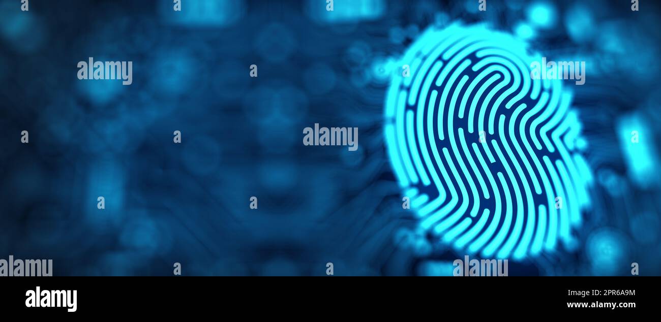 Password Control by Fingerprint. Fingerprint Security Concept. 3D