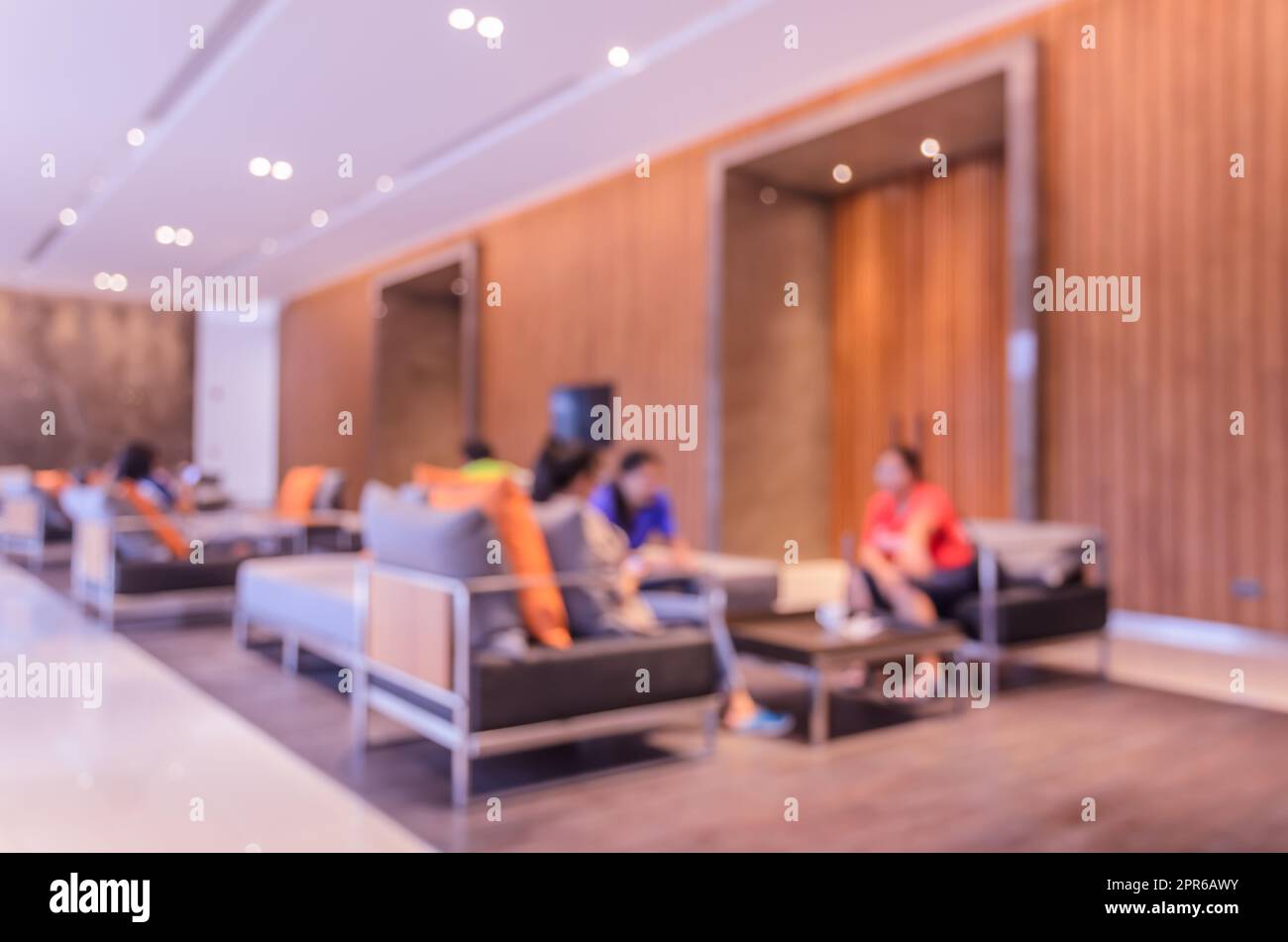 Abstract blurred interior hotel lobby background Stock Photo