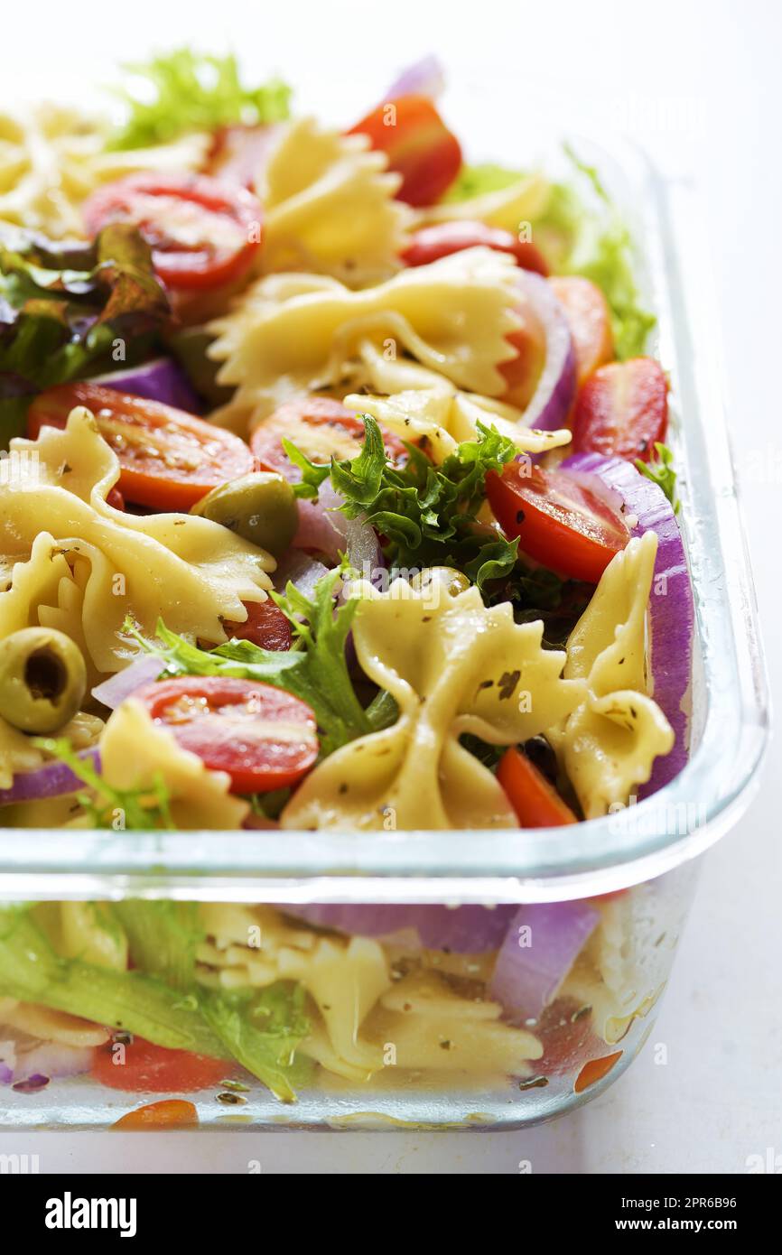tray of pasta salad Stock Photo Alamy