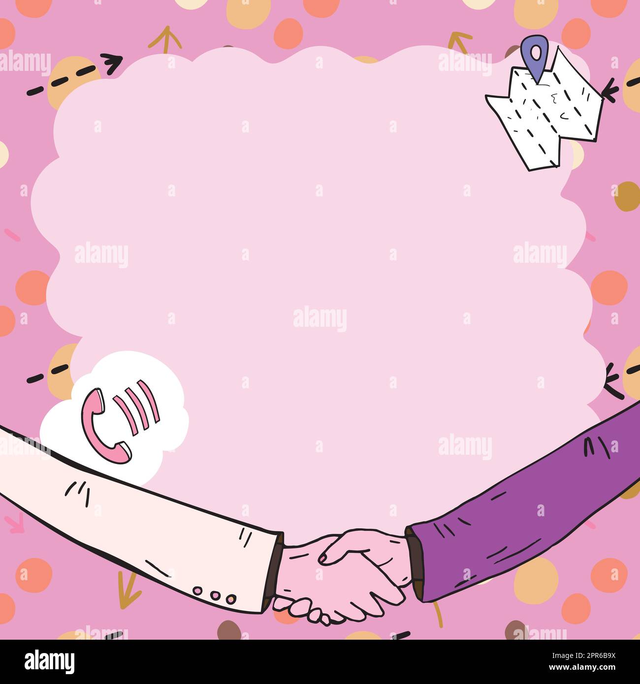 Blank frame decorated with communication harmony symbols. Empty poster