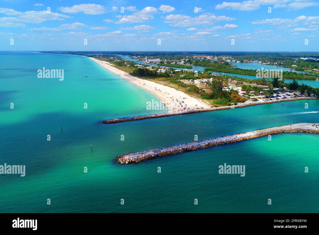 The Jetty at Venice Florida along Florida Gulf Coast a famouss tuorist destination Stock Photo