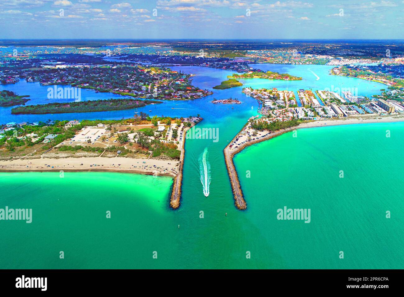 The Jetty at Venice Florida along Florida Gulf Coast a famouss tuorist destination Stock Photo