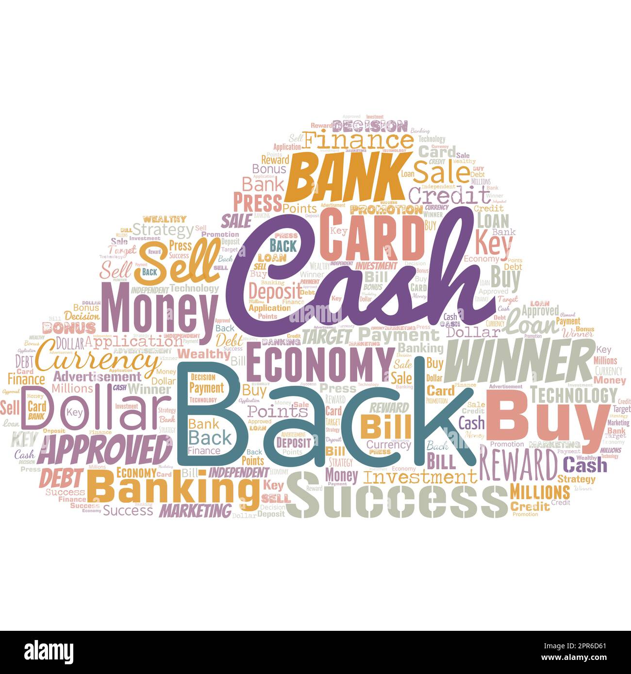 Big word cloud with words cash back. Incentive offered buyers certain