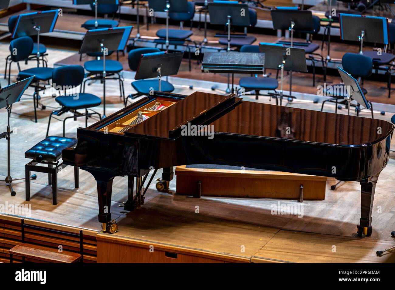 Empty concert stage with instruments hi-res stock photography and ...