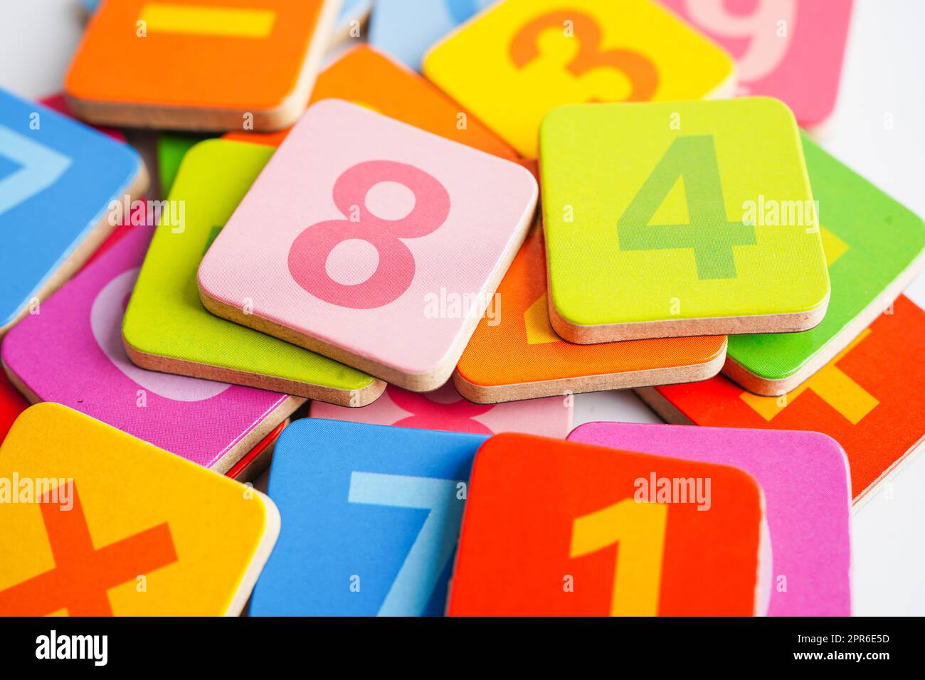 Number wood block cubes for learning Mathematic, education math concept ...