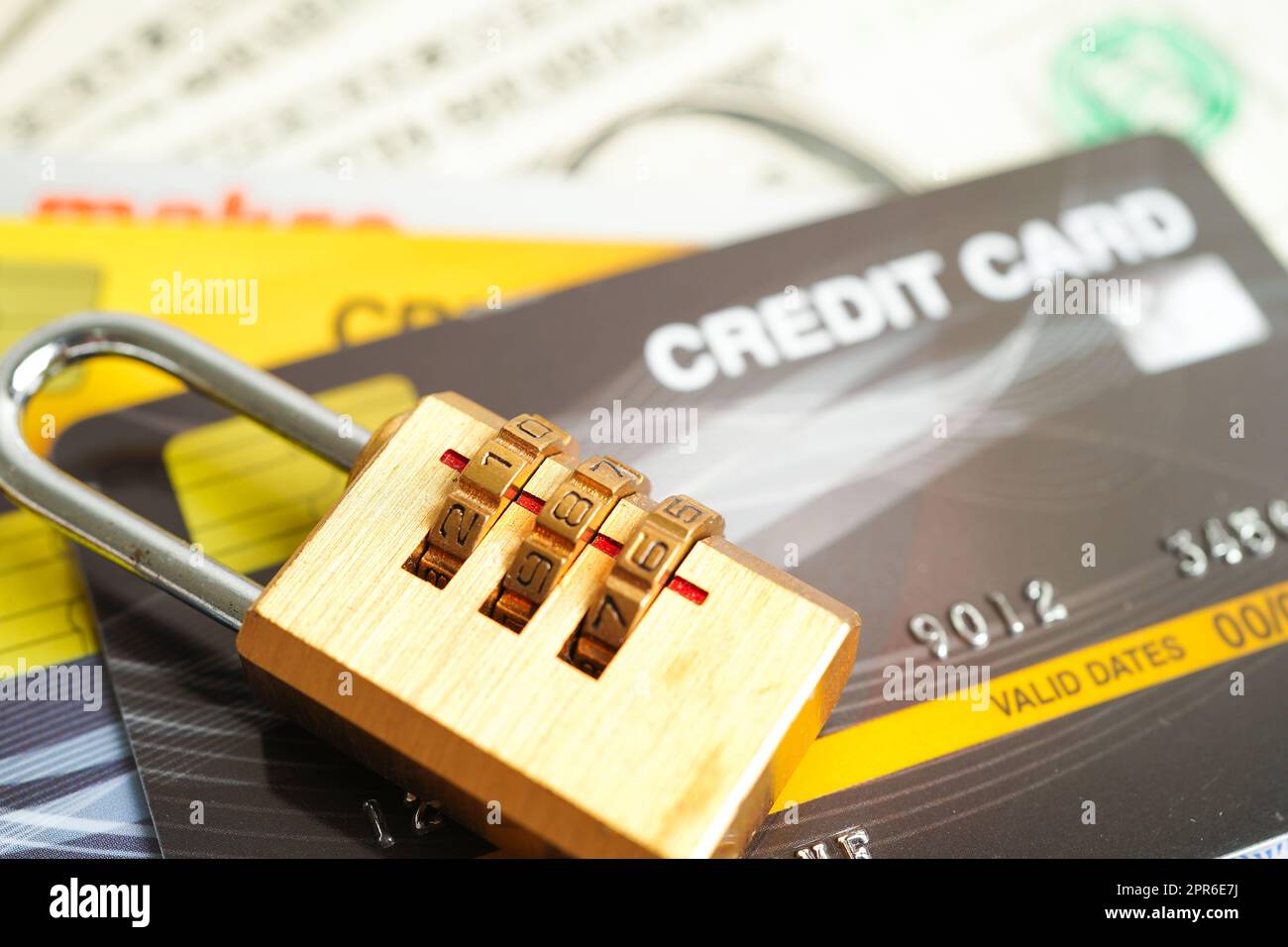 Credit card for online shopping, security finance business concept. Stock Photo