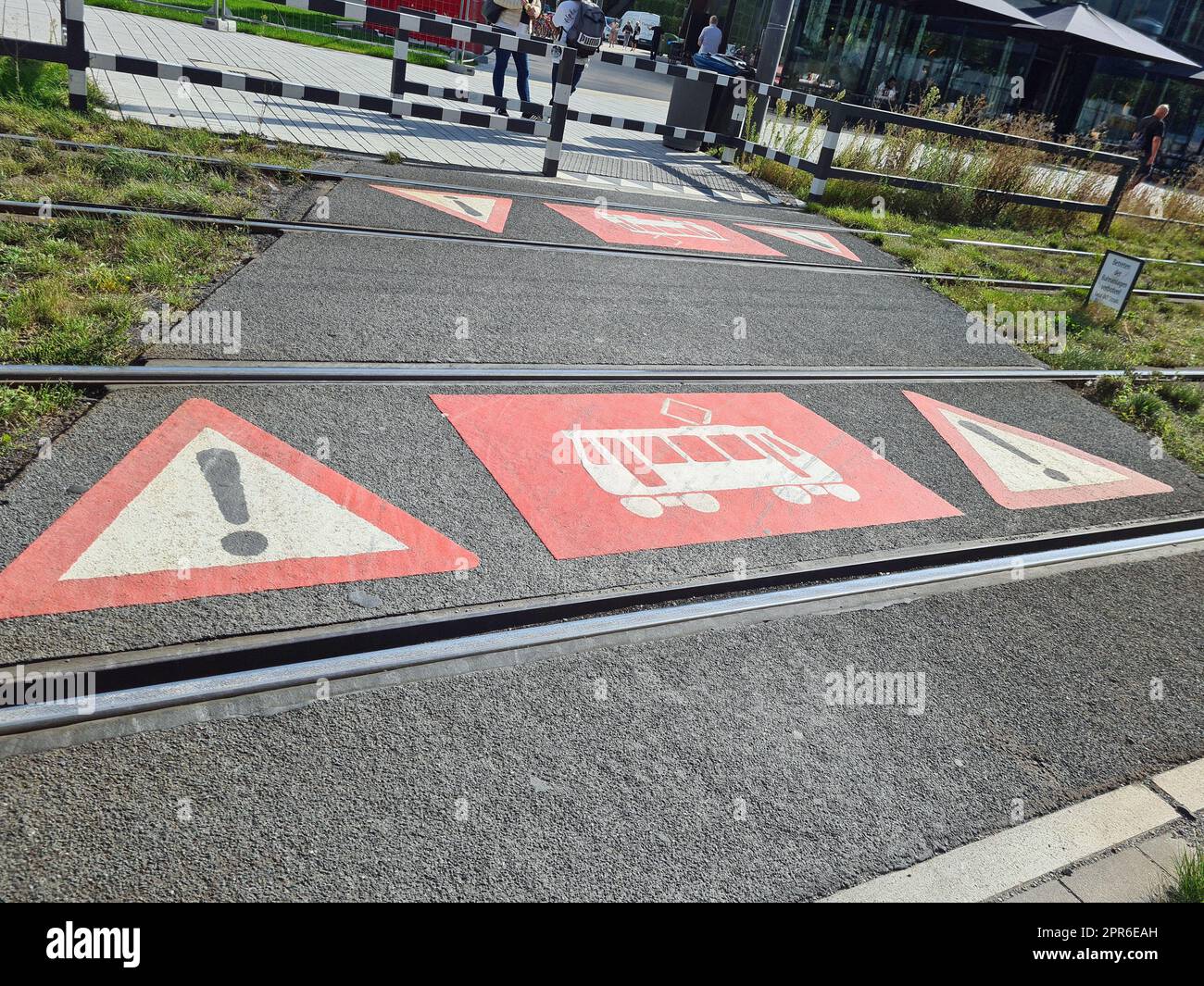 sign attention rail traffic Stock Photo