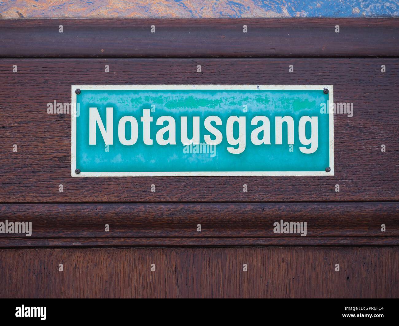 German sign on a door, Notausgang translation Emergency exit Stock