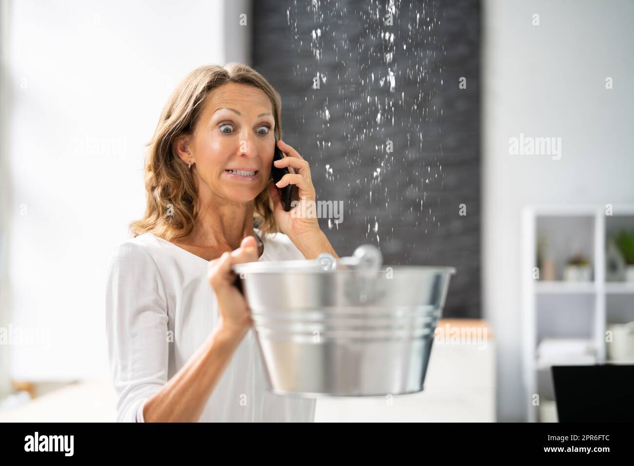 Water Flood And Pipe Leak Stock Photo