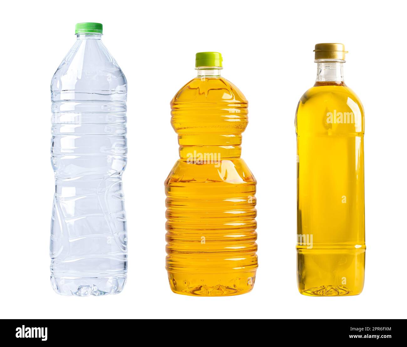 Plastic water and oil plastic bottle isolated on white background Stock