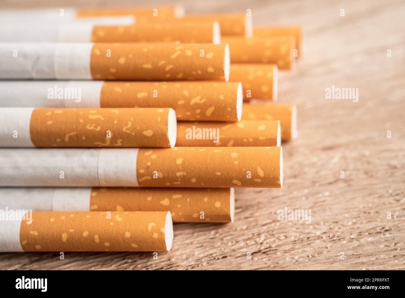 Cigarette, tobacco in roll paper with filter tube, No smoking concept