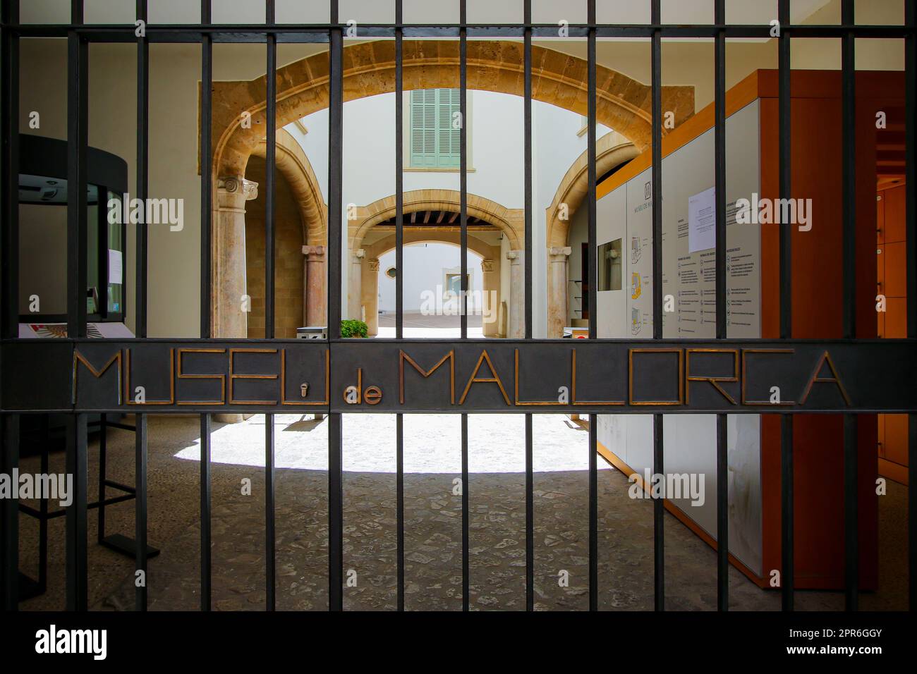 Palma, Mallorca - August 5, 2019 : Entrance portal to the Museum of Mallorca in the old city center of Palma de Mallorca in the Balearic Islands, Spai Stock Photo