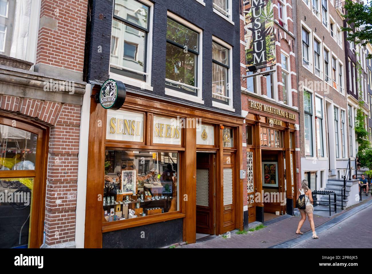 Amsterdam, Holland, Shop Front, Detail, Sign, Hemp, Marijuana, Cannabis , Hash, Museum, Facades Buildings Stock Photo