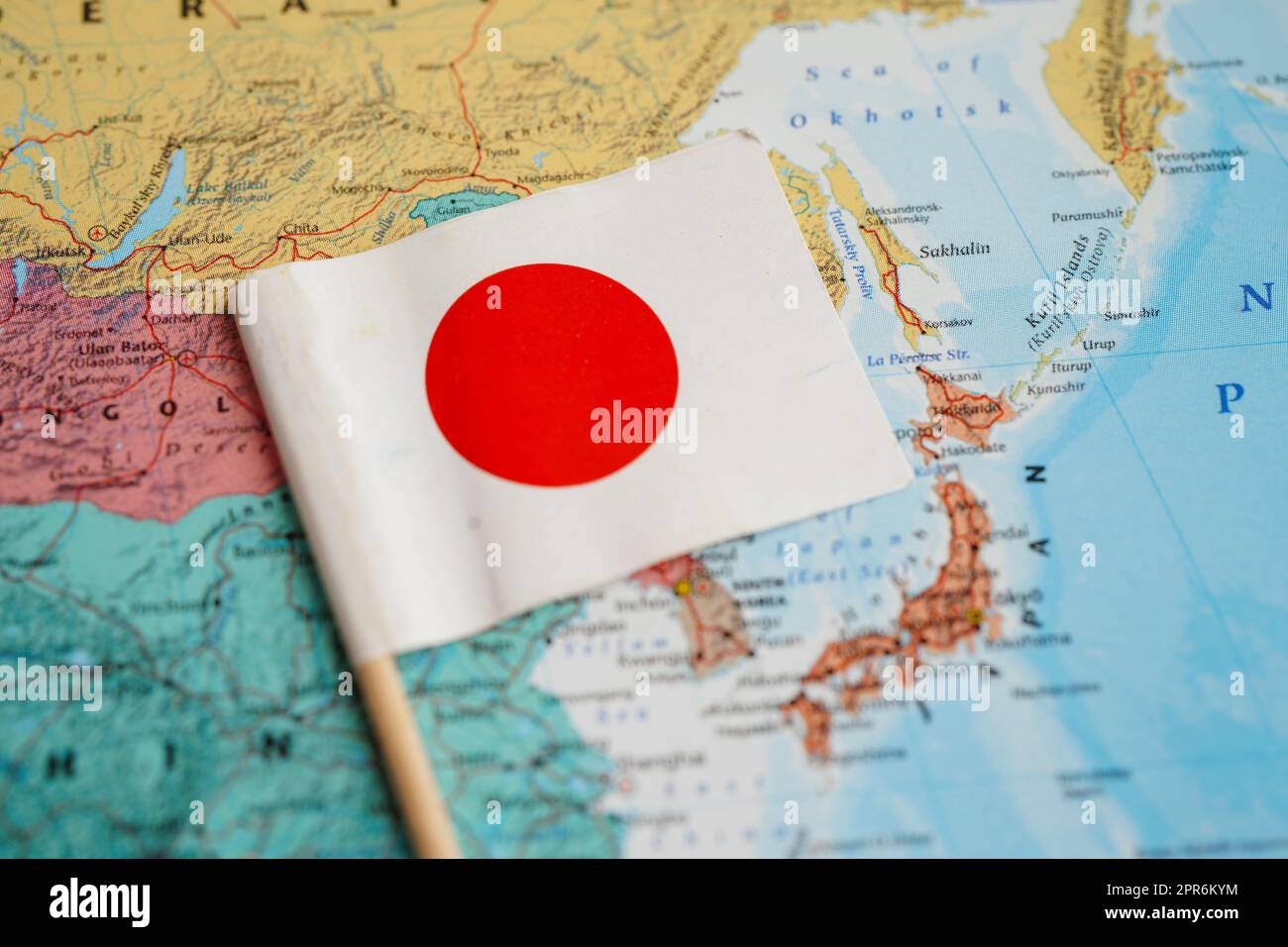 Bangkok, Thailand - May 15, 2022 Canada flag on world map. Stock Photo