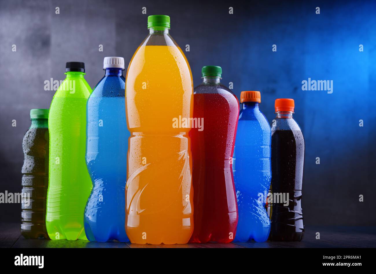 Plastic bottles of assorted carbonated soft drinks Stock Photo Alamy