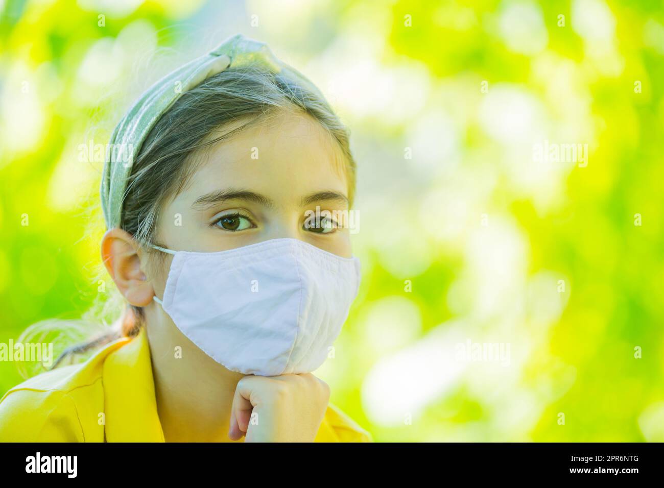 Little girl with mask Stock Photo Alamy