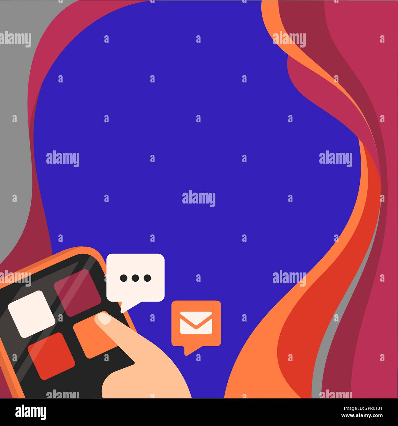 Finger Pressing Application Button Presenting Technological Advances Global Network Connection. Hand Using Mobile Opening Digital Representing Technology Development. Stock Vector