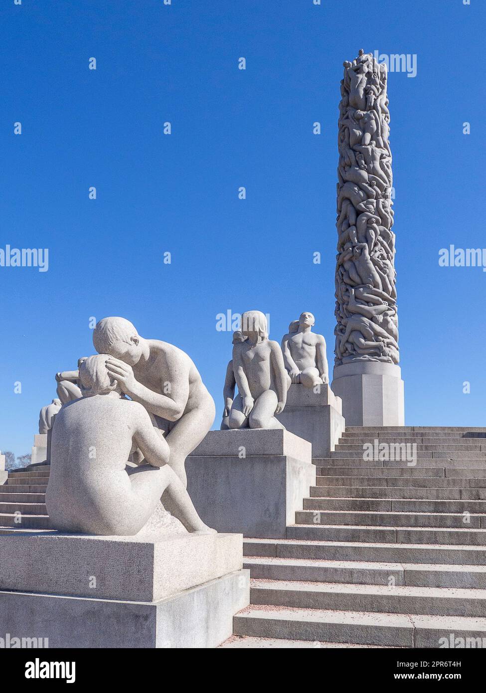 Norway, Oslo, Sculptures of Gustav in the Vigelandspark Stock Photo