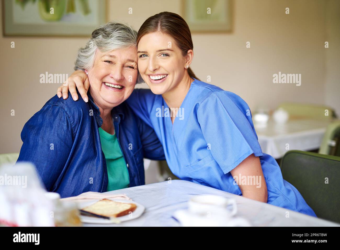 Shes my favourite patient. Shot of a resident and a nurse at a retirement home. Stock Photo