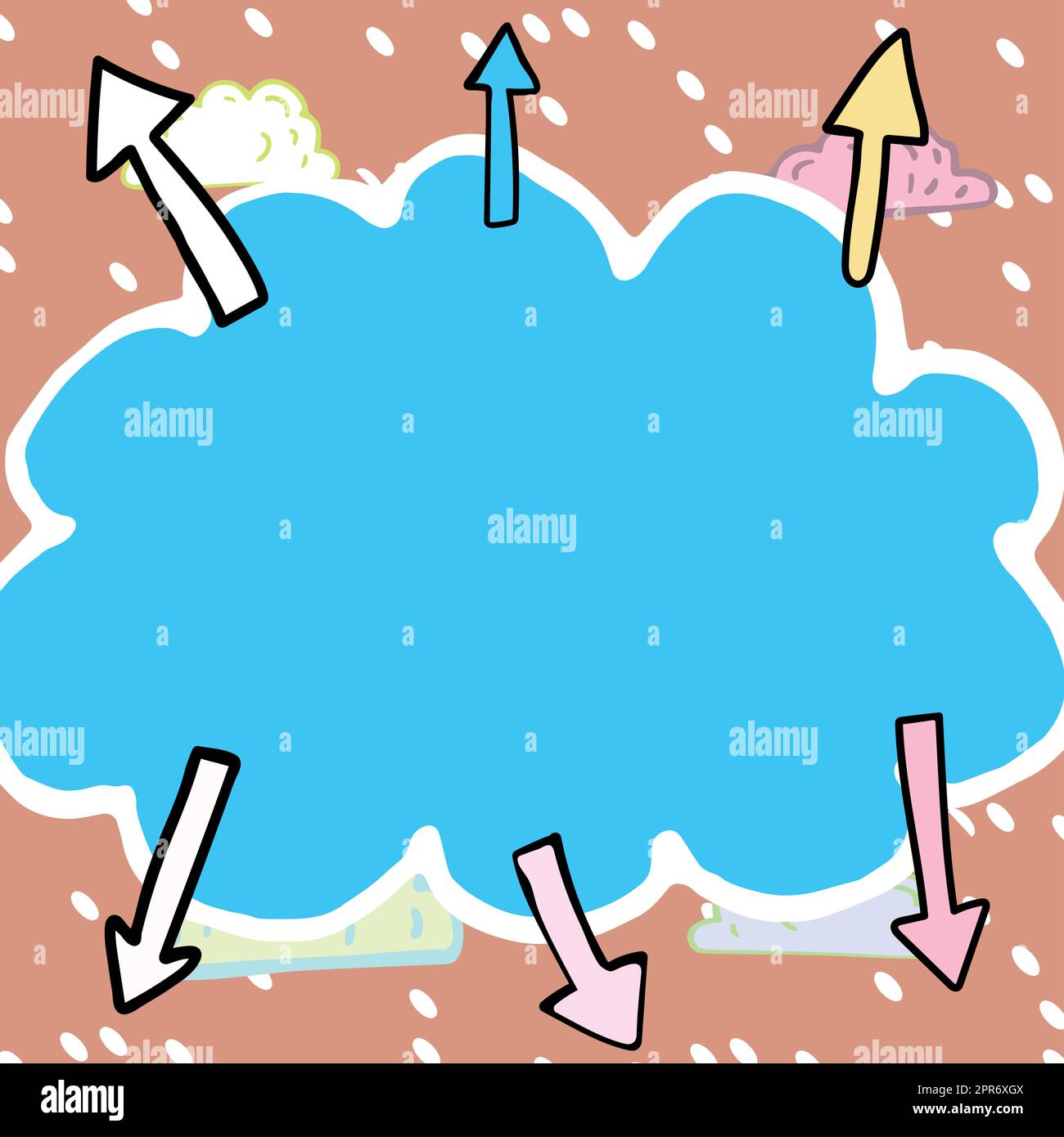 Important Messages Written In Shape Of Cloud With Arrows Around. Crutial Informations Presented In Cloudy Form With Snow In Background. Recent Ideas Diplayed. Stock Photo