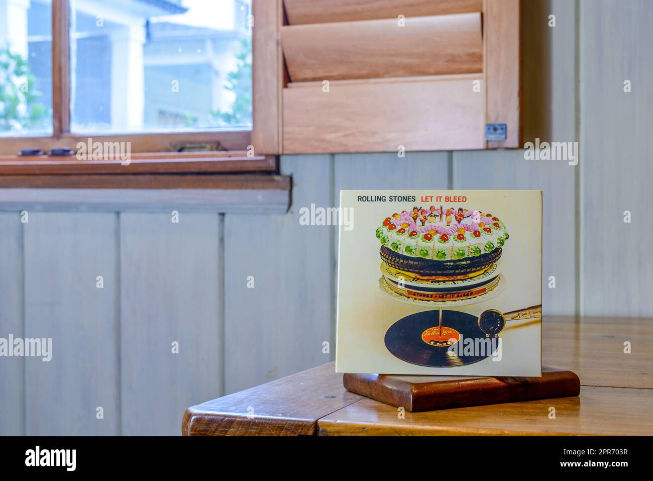 NEW ORLEANS, LA, USA - MARCH 27, 2023: Front cover of the Rolling Stones' 'Let it Bleed' compact disc in hybrid SACD format Stock Photo