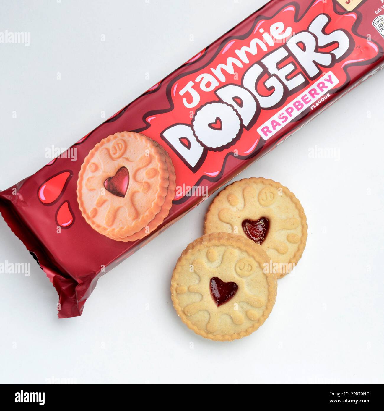 Packet of Jammie Dodgers biscuits made by Burton's Biscuit Company