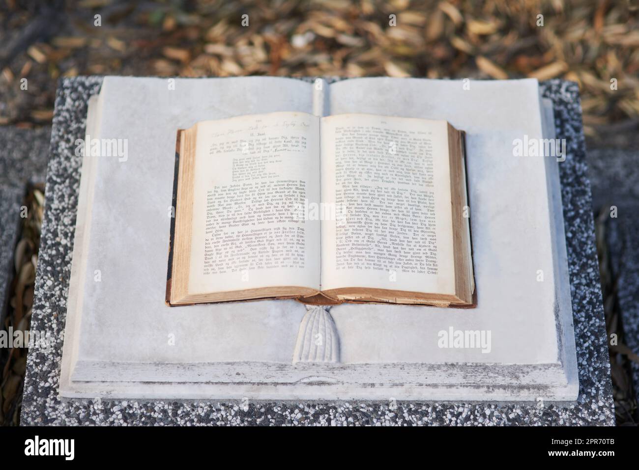 Eternal blessings from the bible. Shot of a gravestone in a cemetery. Stock Photo