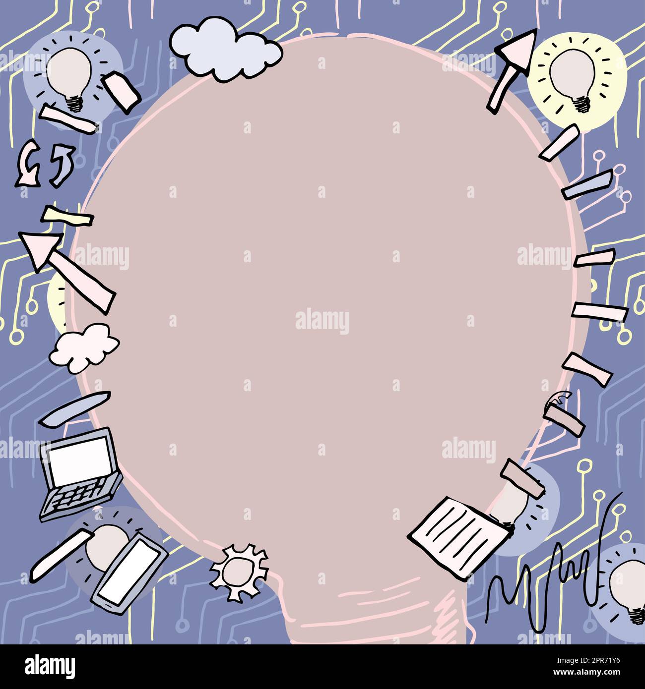 Big Lightbulb Drawing With Important Messages Written Inside Stock ...