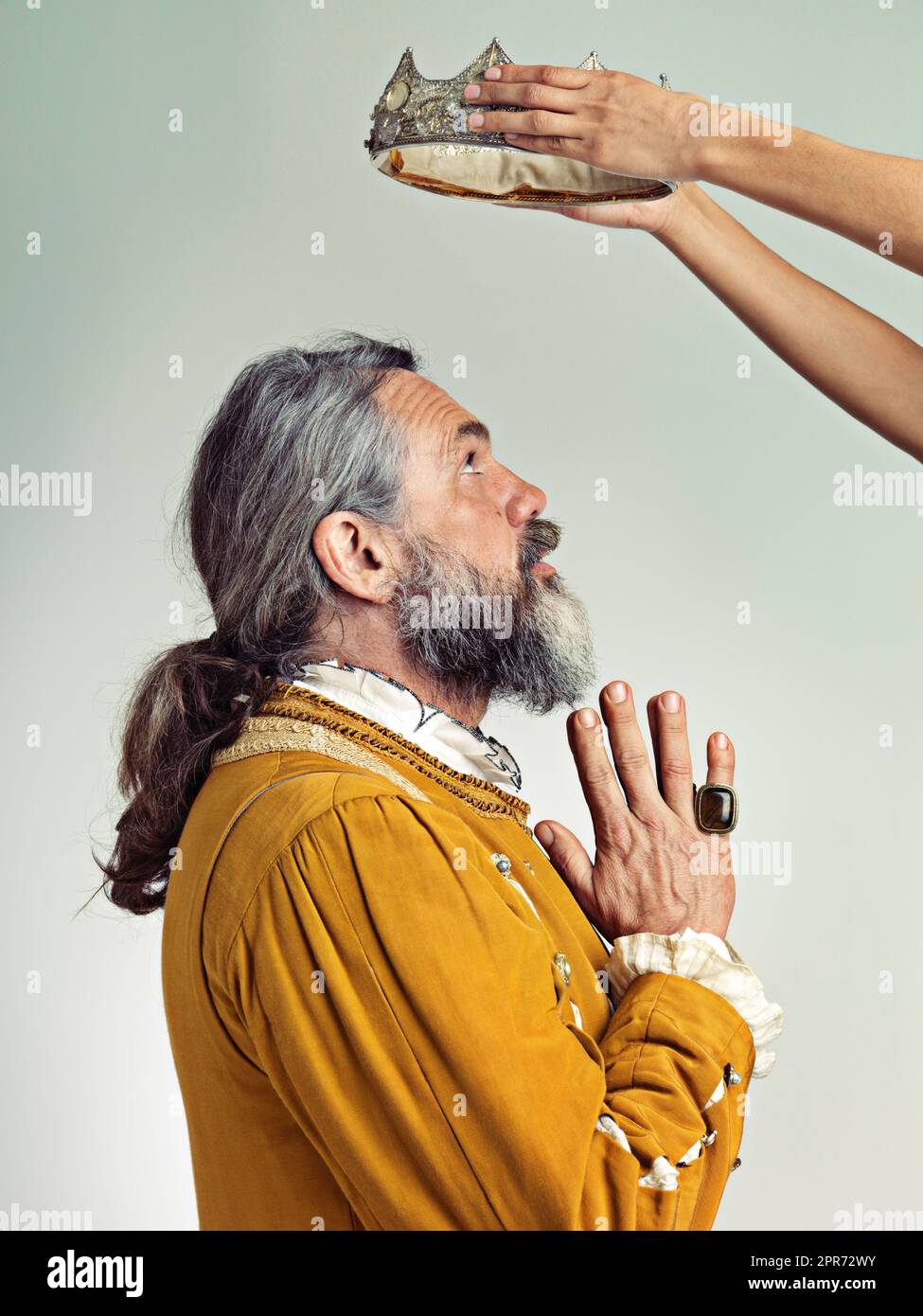 All hail the King. A mature king being crowned Stock Photo - Alamy